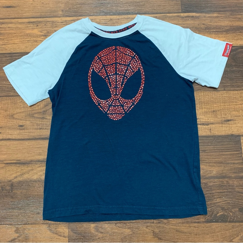 Marvel Spider-man Graphic TShirt Boys XL Blue Red White Size 14/16 Texture Head